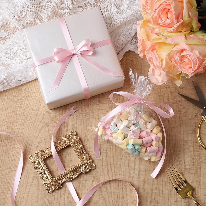 LaRibbons Light Pink Satin Ribbon 3/8 Inch 25 Yards Luxury Double Faced Pink - Image 4