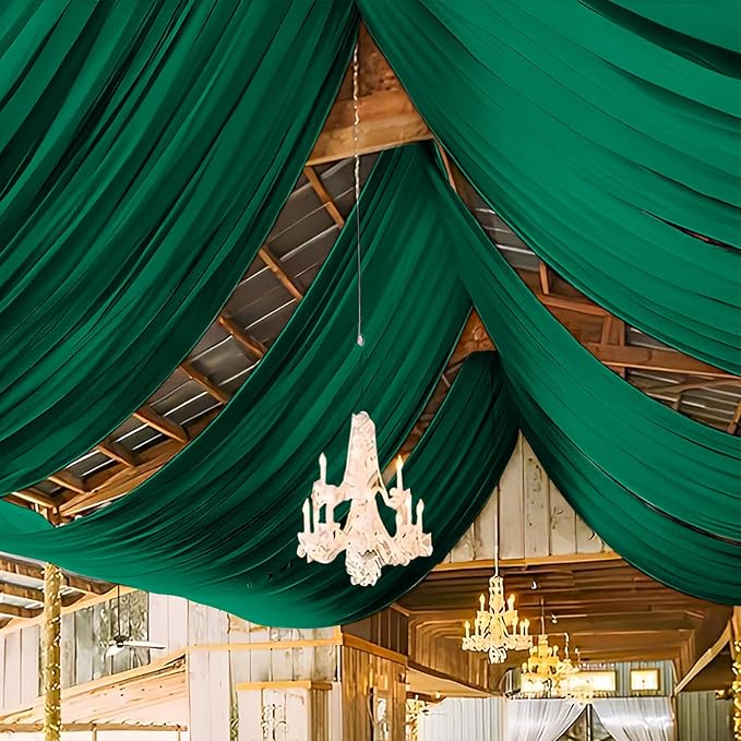 6 Panels Emerald Green Ceiling Drapes by REWOMC