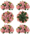 BLOSMON Dusty Pink Flowers Decoration: 6 Pcs Artificial Roses Flowers Balls by Blosmon