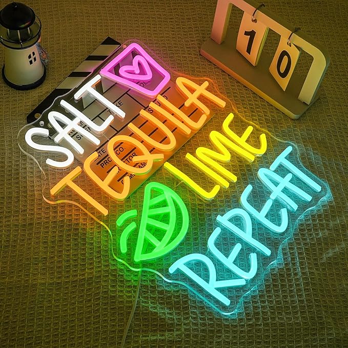 Salt Tequila Lime Repeat Neon Sign - Image 2