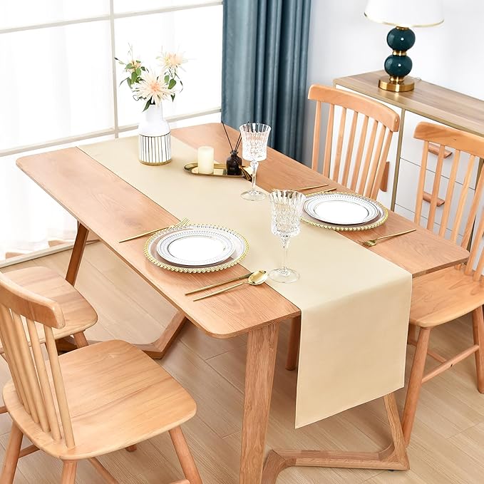 Farmhouse Beige Table Runner Dining Table Runners 48 Inches Long Coffee Table - Image 2