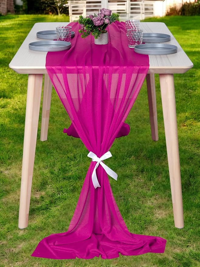 MDS 2 Pack 14ft Chiffon Table Runner 29 x 170 Inches Sheer Wedding Runner by MDS