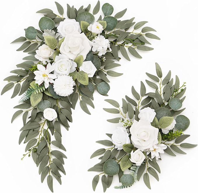 Wedding Sign Faux Flower Swag for Ceremony Party Reception Entrance Floral by Muhanjia