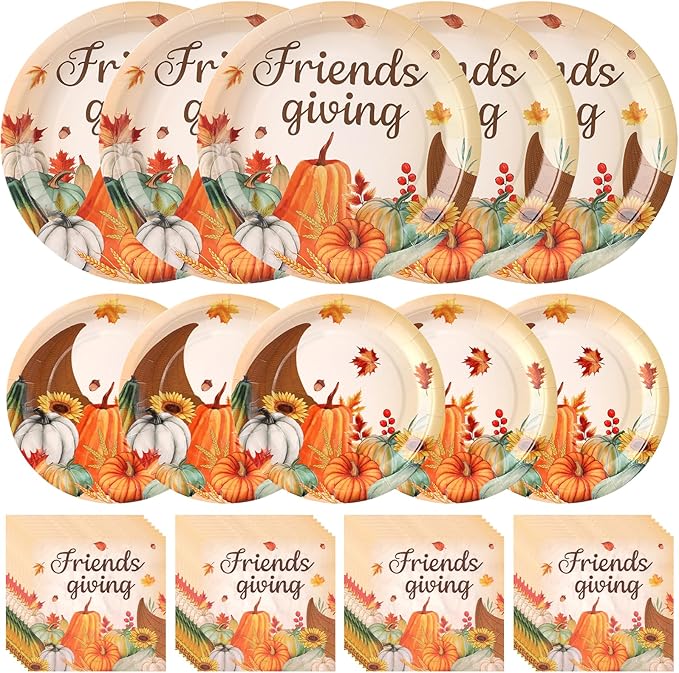 Friendsgiving Plates and Napkins Sets by CheeryLand