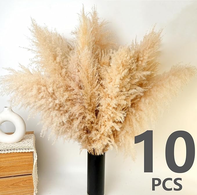 10 PCS 40" Tall Pampas Grass Stems in Natural Beige, Add a Boho Touch to Your - Image 4