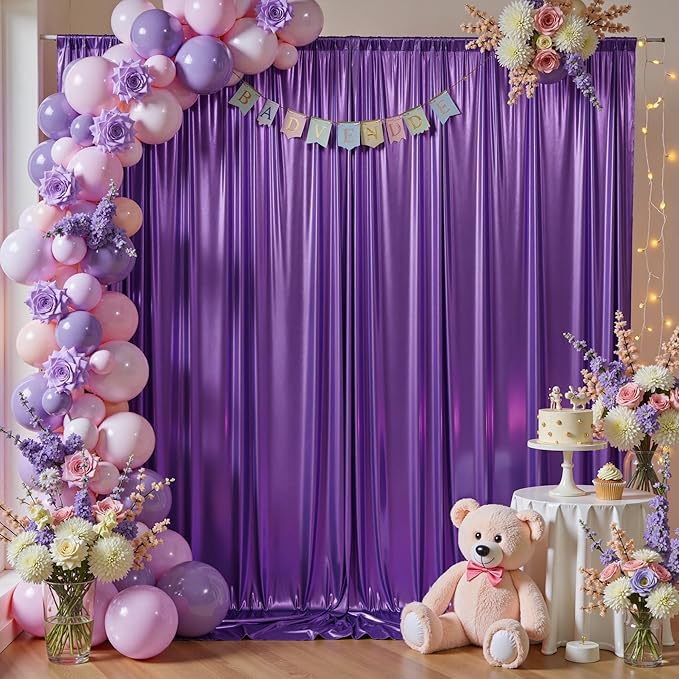10ftx10ft Shimmer Purple Sequin Backdrop Curtain - Image 7