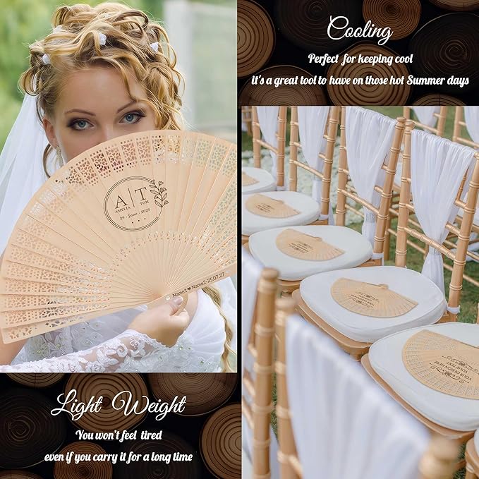 100 PCS Custom Fans Personalized Folding Fans - Image 5