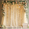 Fomcet Tulle Backdrop Curtains Champagne 30FT X 8FT Tulle Curtains by Fomcet