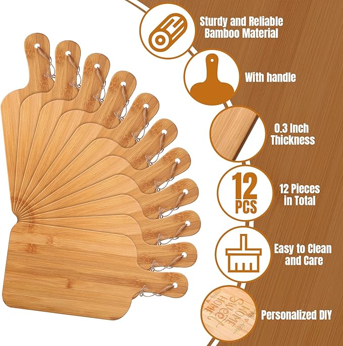 Patelai 12 Packs Wooden Cutting Board Set - Image 3