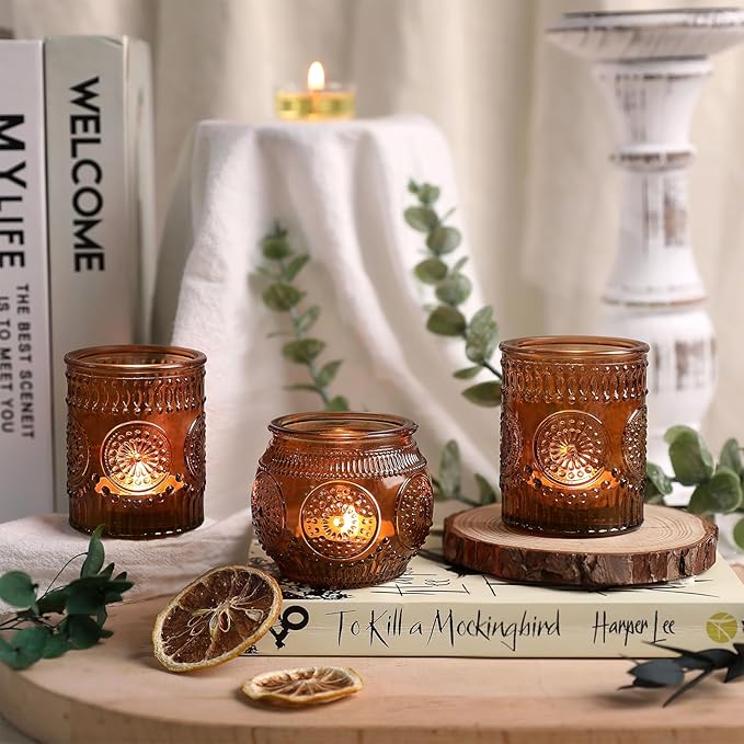 DARJEN 24Pcs Amber Votive Candle Holders - Image 2