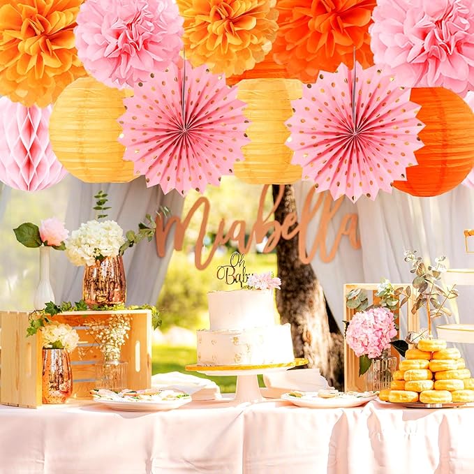 Pink-Orange Groovy-Thanksgiving Engagement Party-Decorations - Image 4