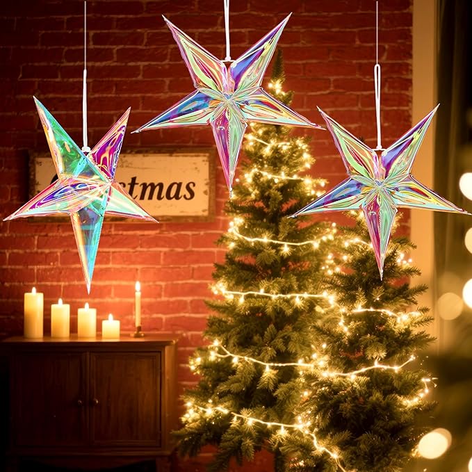 Star Ornaments Iridescent Christmas Ornaments Colorful Star Ornament - Image 6