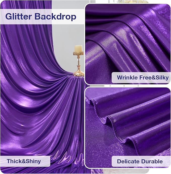 10x10 ft Glitter Purple Backdrop Curtain - Image 2