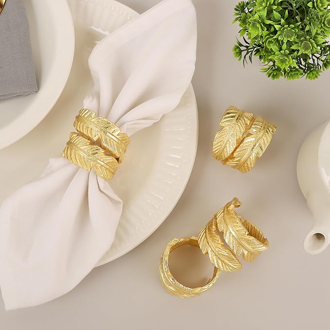 Gold Napkin Rings, Napkin Ring Set of 12, Napkin Holders - Image 7
