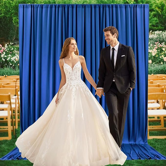 2 Panels Royal Blue Backdrop Curtain, 10 x 7 Feet Background Curtains - Image 6