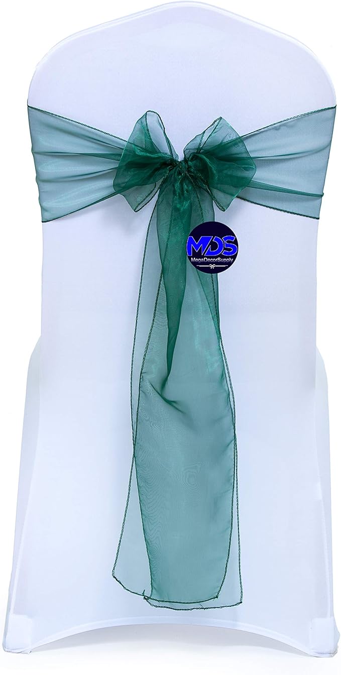 MDS Pack of 125 PCS Organza Chair Sashes Wider Dining Chair Bows Ribbon Tie Back by MDS