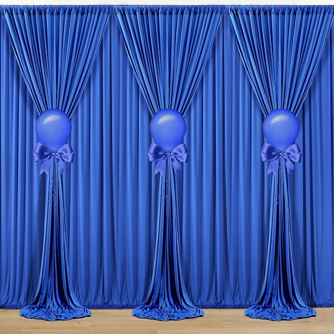 30ft x 10ft Wrinkle Free Royal Blue Backdrop Curtain - Image 7