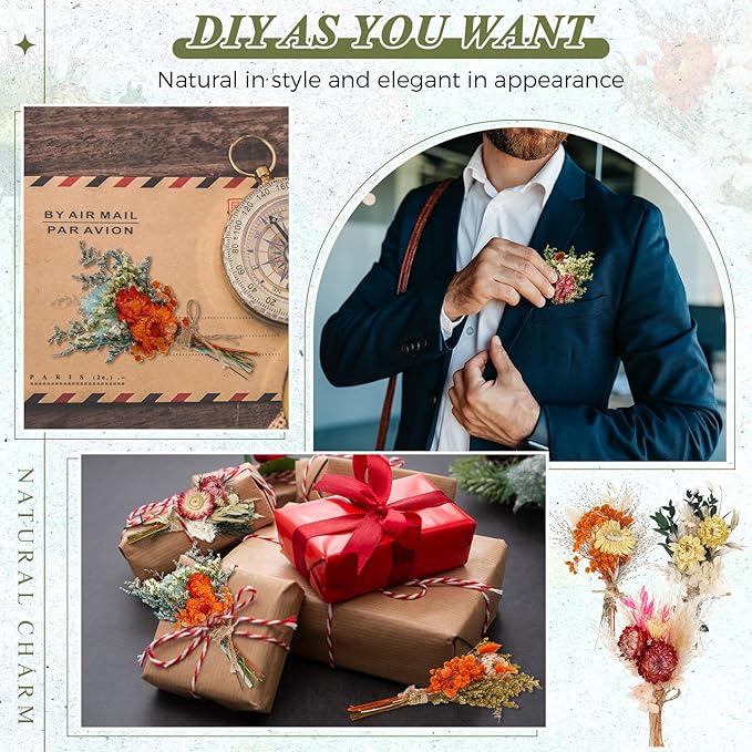 Layhit 12 Pack Boho Dried Flower Bouquet Mini Wedding Handmade Dry Flowers Decor - Image 5