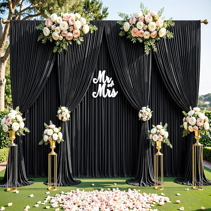 40ftx10ft Wrinkle Free Black Backdrop Curtain by CO-AVE