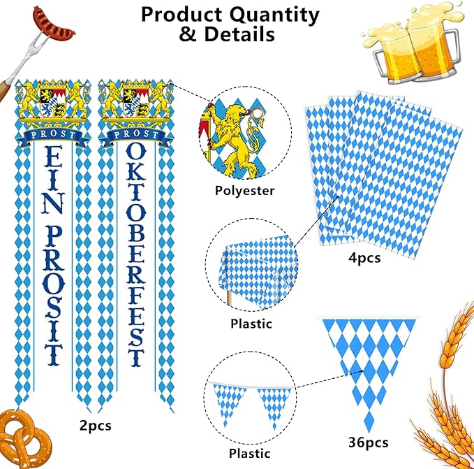 Oktoberfests Decorations Kit, German Party Supplies, Oktoberfests Flag Banner - Image 3