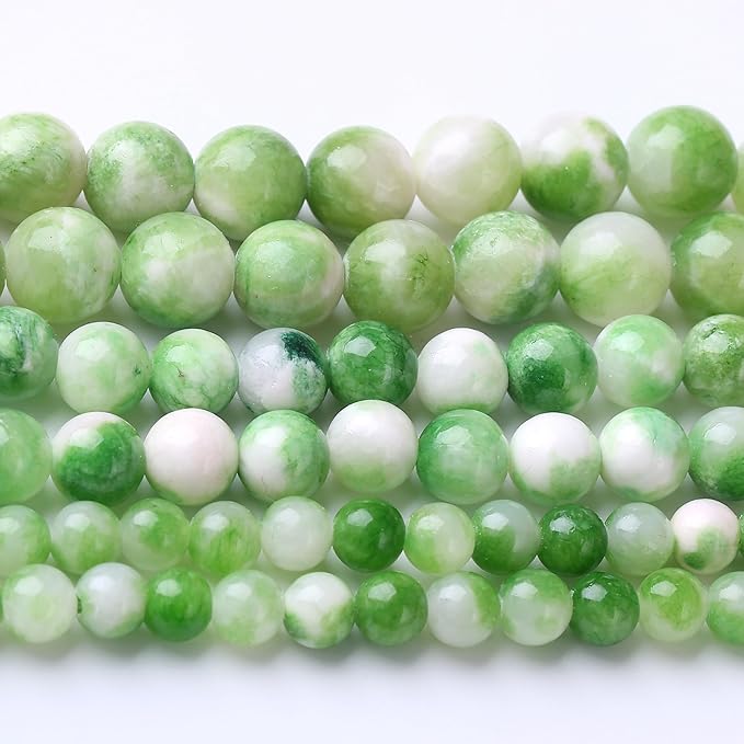 Green Persian Jade Stone Beads Gemstone Round Crystal Energy Jade Beads Stone by Unknown