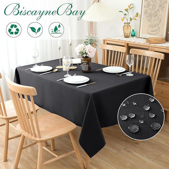 Biscaynebay Textured Fabric Tablecloths 52x70 Rectangular, Wedding and Parties - Image 2