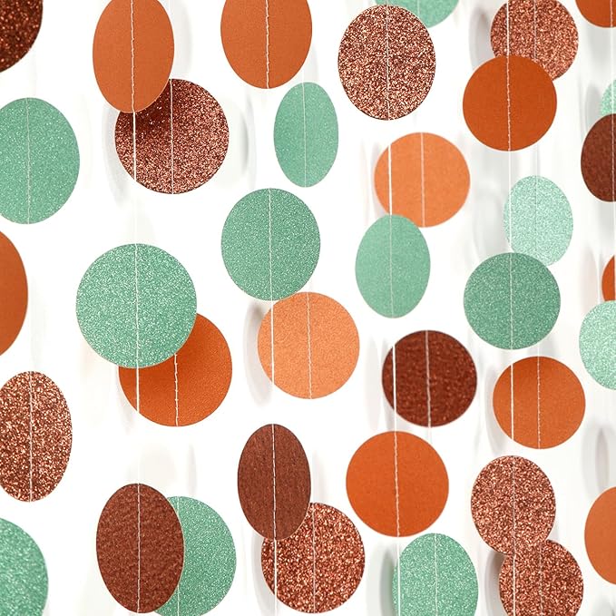Boho Sage-Green Brown Party-Decorations Streamers-Garland - 52ft Fall Woodland by Hugfond
