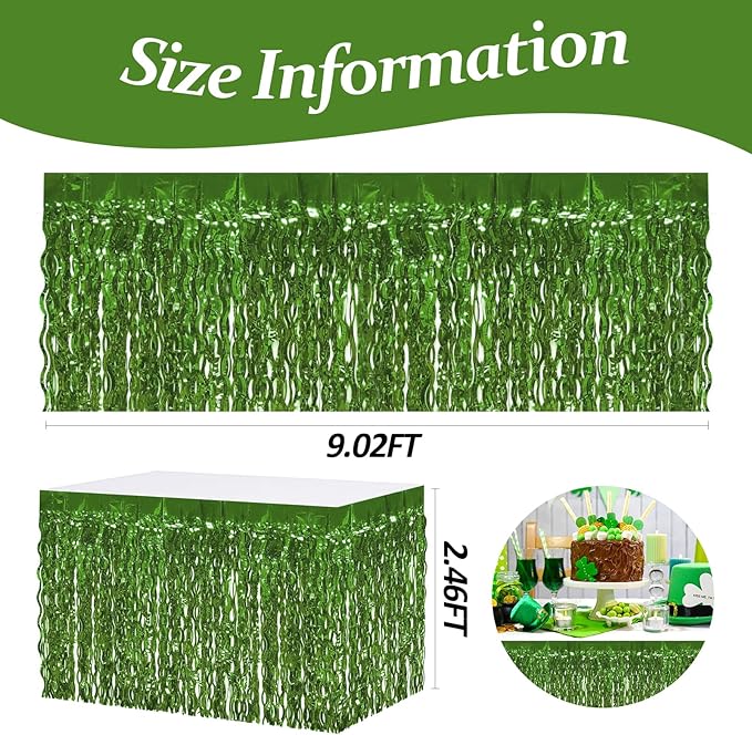 4P Wavy Metallic Tinsel Foil Fringe Table Skirts - Image 2
