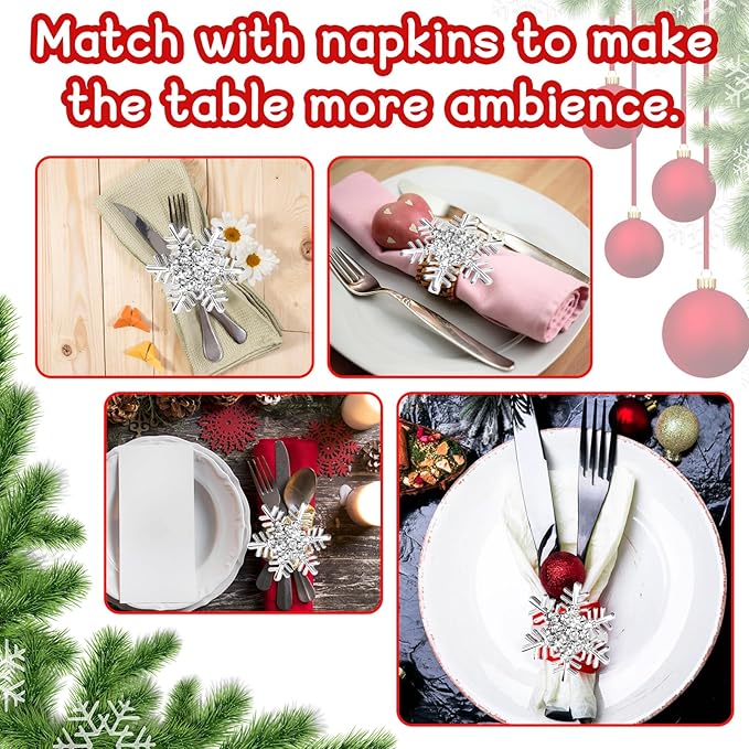 Halatool Christmas Napkin Rings Set of 12, Party Table Decoration - Image 6