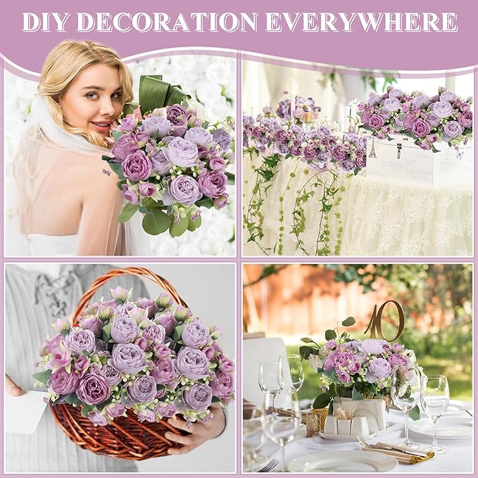 8 Bundles Artificial Peonies Flowers Boho Faux Flowers Arrangements Artificial - Image 4