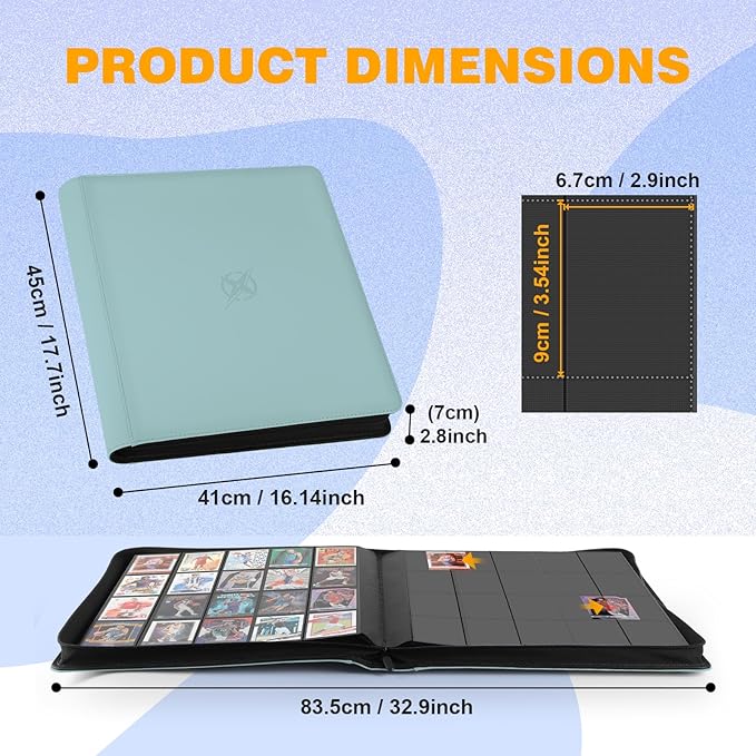 20-Pocket Card Binder, Trading Card Binder Holds 2000 Cards, Premium Zippered - Image 3
