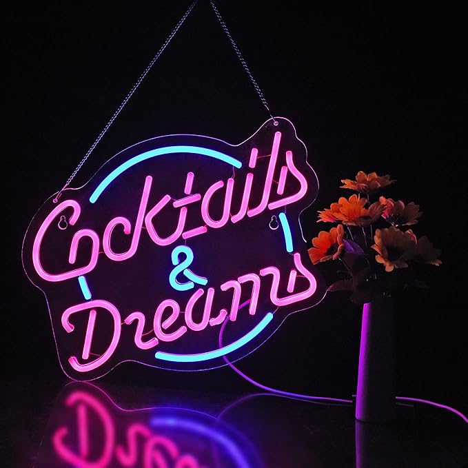 Cocktails and Dreams Neon Sign for Wall Decor Neon Signs by Haimococl