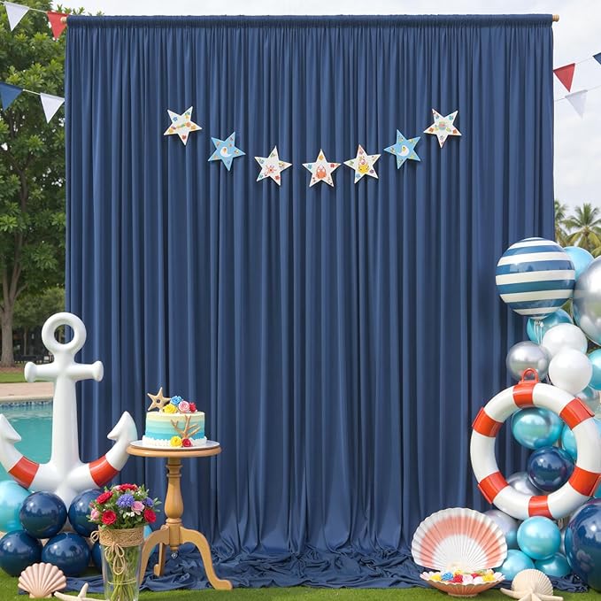 20×12ft Navy Blue Wrinkle Free Backdrop Curtain - Image 3