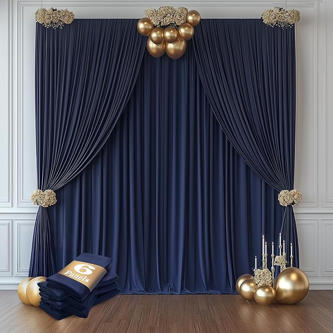 30ftx10ft Navy Blue Backdrop Curtains by CO-AVE
