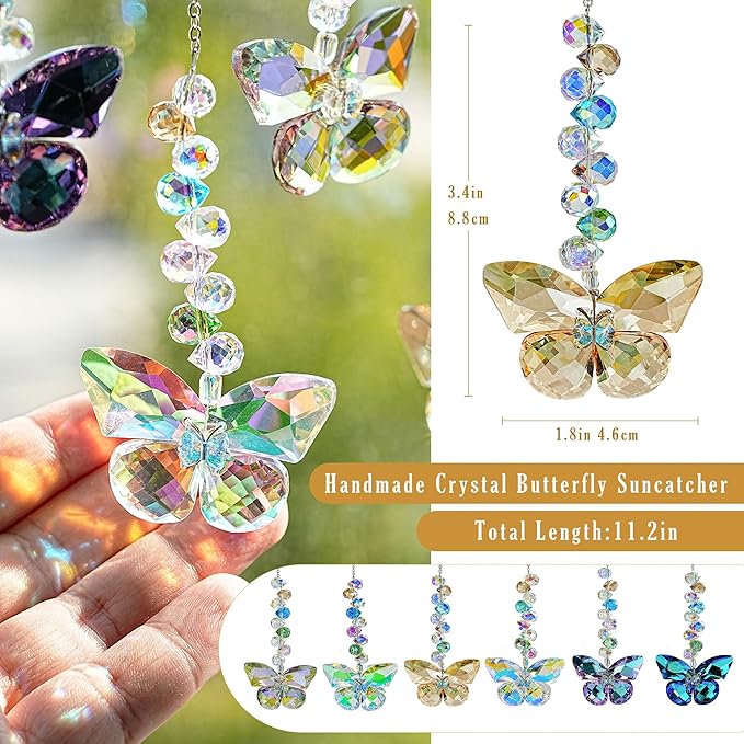 HDCRYSTALGIFTS 6PCS Crystal Butterfly Suncatchers - Image 3