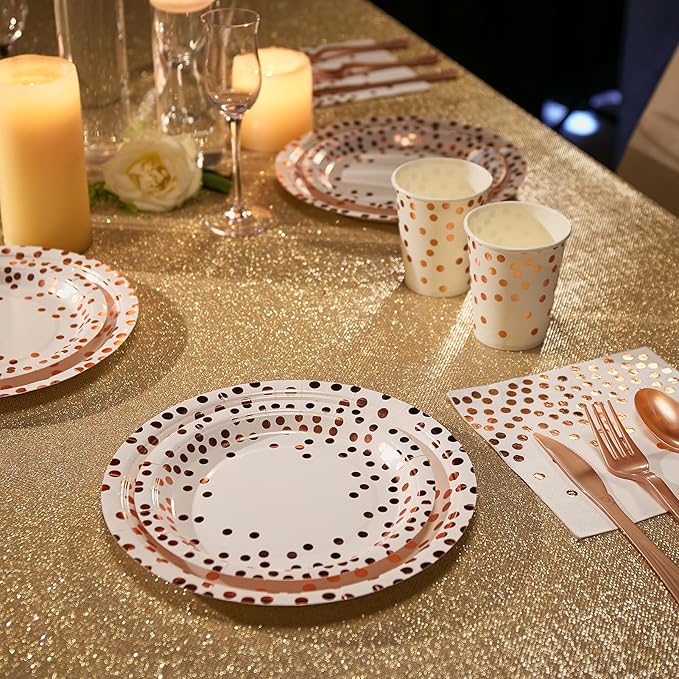 White and Rose Gold Party Supplies - Image 5