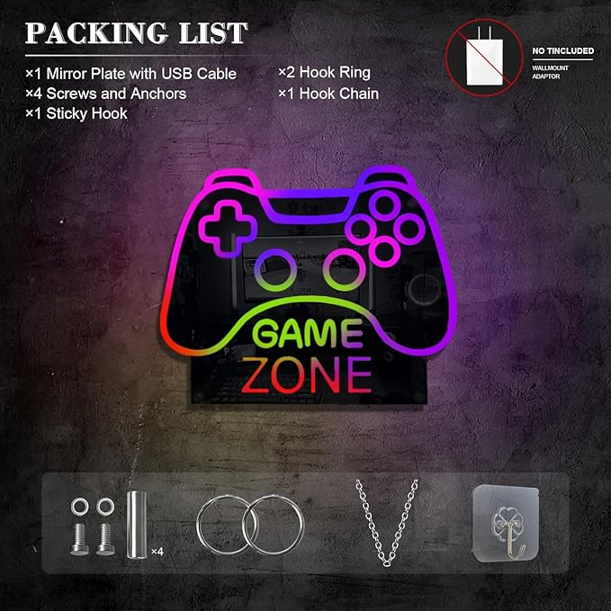 ineonlife Game Zone Controller Neon Sign Mirrored Colorful LED Lights - Image 6