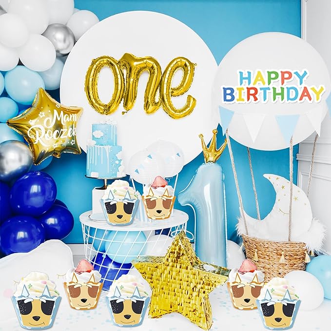 Cartoon Blue Dog Cupcake Wrappers 20pcs Dog Family Cupcake Liners Baking Cups - Image 6