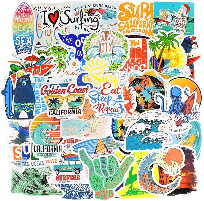 Surf Stickers for Teens Girls Boys Surfing Laptop Stickers for Water Bottles - Image 2
