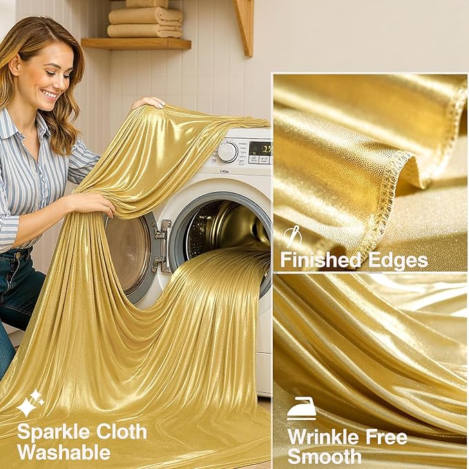 30x10 ft Gold Sequin Backdrop Curtain - Image 5