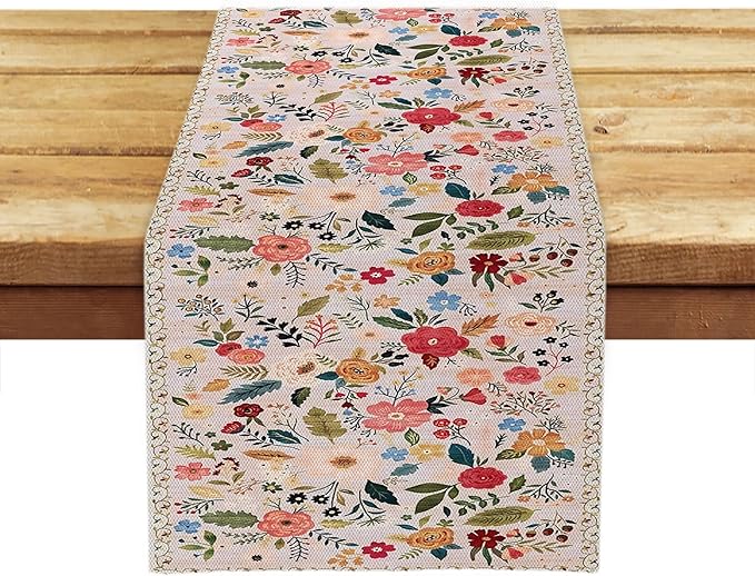 OYIMUA Boho Floral Summer Table Runner 13 x 36 Inches Colorful Flower Runners - Image 5