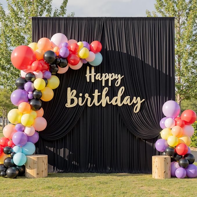 30ft x 15ft Black Wrinkle Free Backdrop Curtain - Image 8