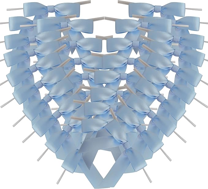 50pcs 2-1/2" Light Blue Satin Ribbon Bows by Micomon