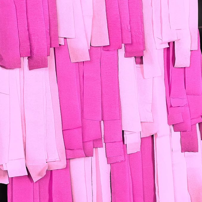 PartyWoo Crepe Paper Streamers 4 Rolls 328ft, Pack of Hot Pink and Pink Crepe - Image 2