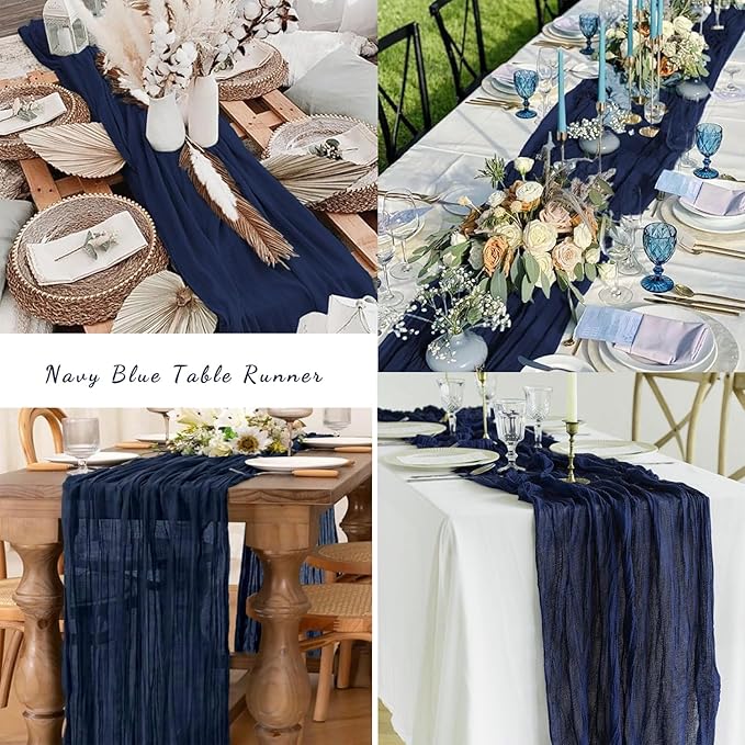 6 Pack Navy Blue Cheesecloth Table Runner 10FT Boho Fabric Rustic Cheese Cloth - Image 6