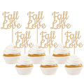 24 PCS Fall in Love Cupcake Toppers Glitter Fall Theme Bridal Shower Cupcake by ZHUOWEISM