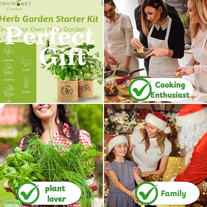 5 Herb Indoor Garden Kit-Burlap Pots, Organic Seeds & Complete Growing Herb - Image 6