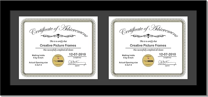 Creative Picture Frames 8X18Bk-B Black Horizontal Double Diploma Frame by CreativePictureFrames