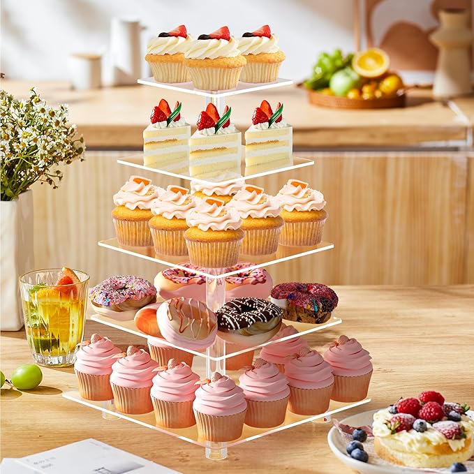 Cupcake Stand for 50 Cupcakes, 5 Tier Cupcake Holder, Large Clear Cupcake Tower - Image 5