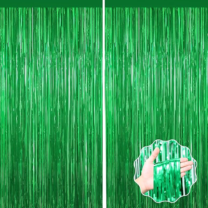 Green Foil Curtain Backdrop by forlvwoon